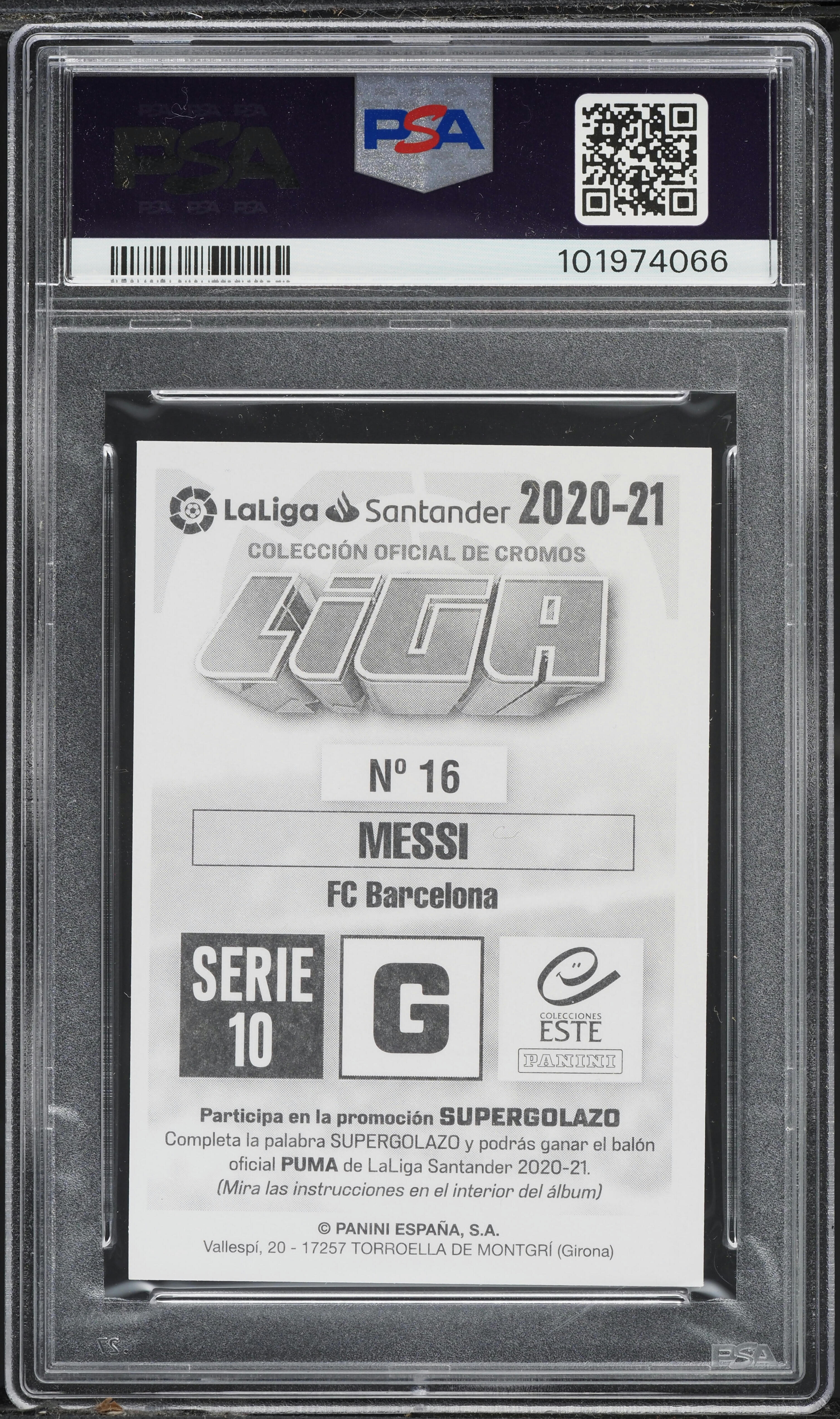 2020 Panini Colecciones Este La Liga Lionel Messi #16 PSA 10 GEM
