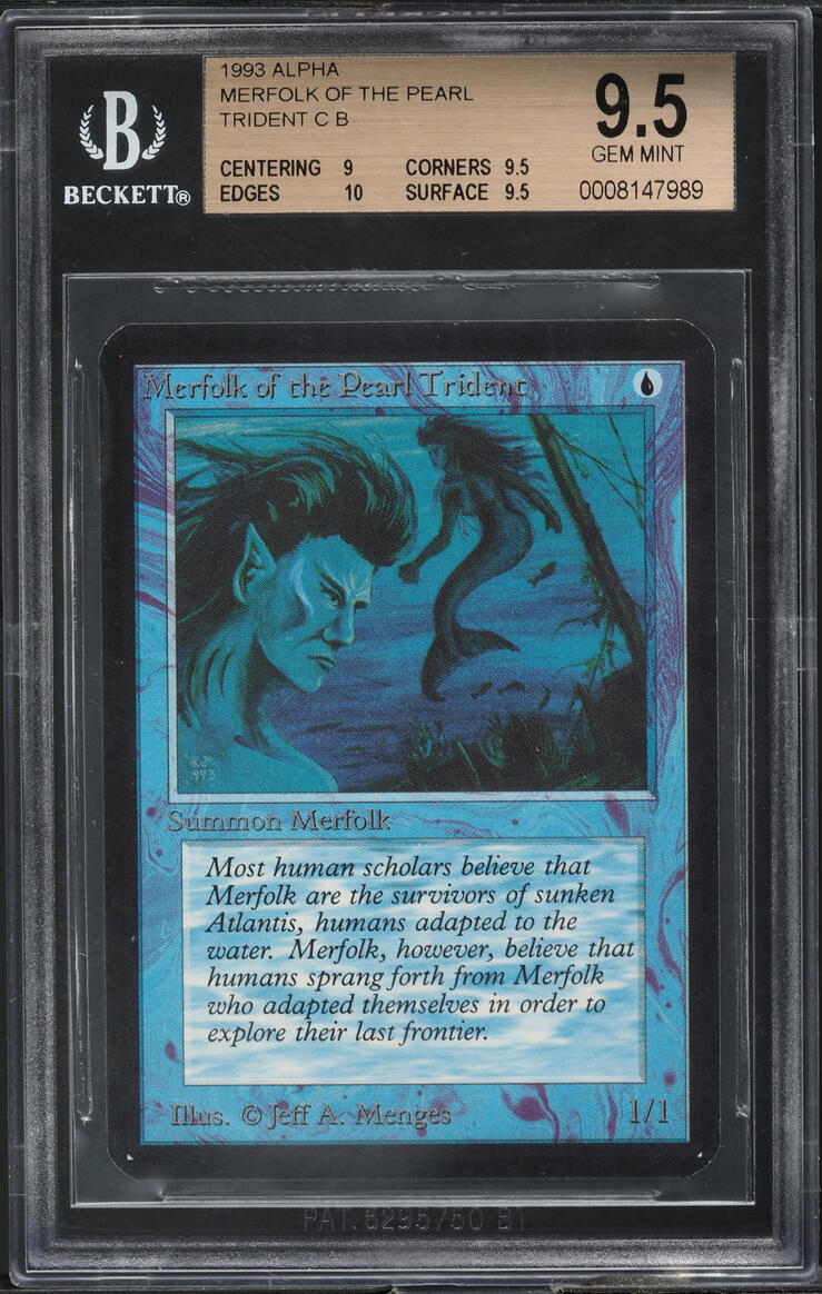1993 Magic The Gathering MTG Alpha Merfolk Of The Pearl Trident BGS 9.5 GEM MINT