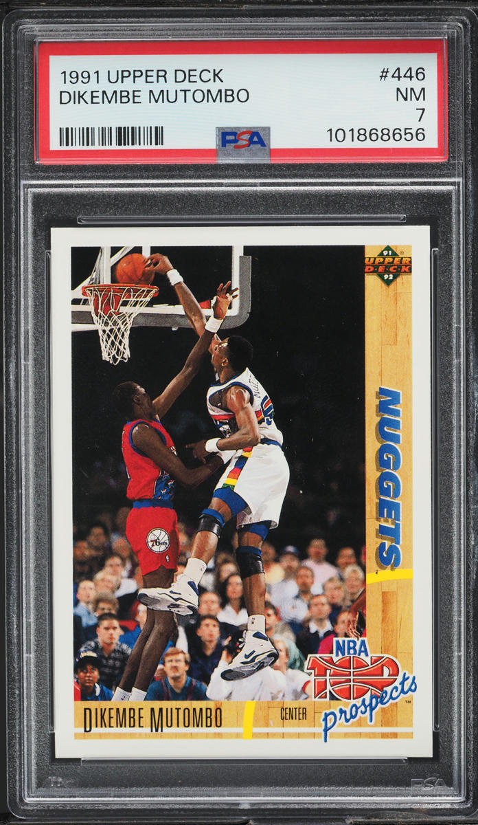 1991 Upper Deck Basketball Dikembe Mutombo ROOKIE #446 PSA 7 NRMT