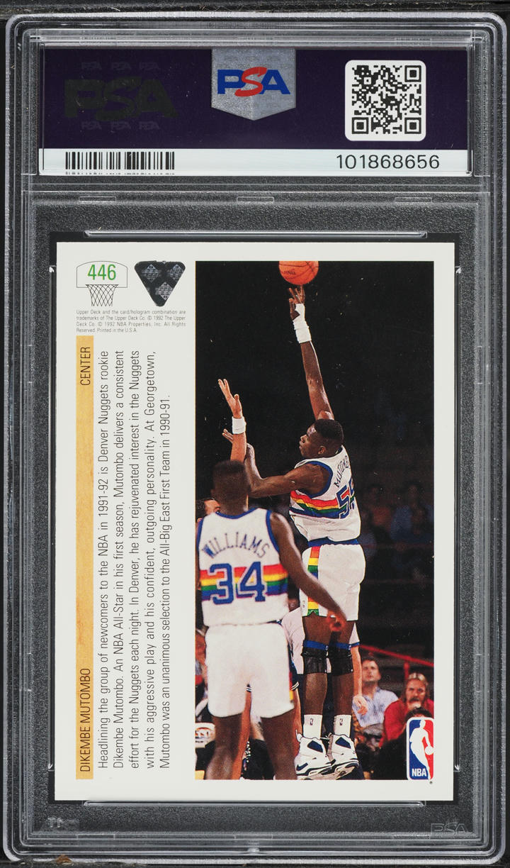 1991 Upper Deck Basketball Dikembe Mutombo ROOKIE #446 PSA 7 NRMT