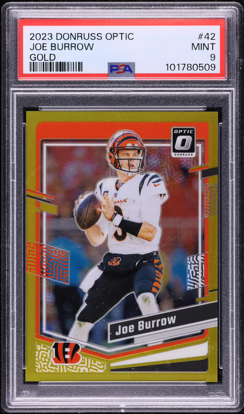 2023 Panini Donruss Optic Gold Joe Burrow /10 #42 PSA 9 MINT