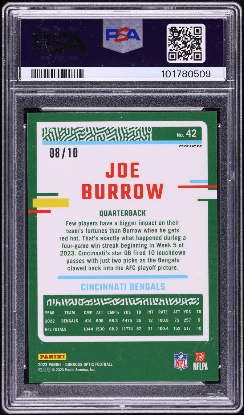 2023 Panini Donruss Optic Gold Joe Burrow /10 #42 PSA 9 MINT