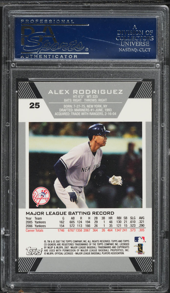 2007 Topps Co-Signers Alex Rodriguez #25 PSA 8 NM-MT