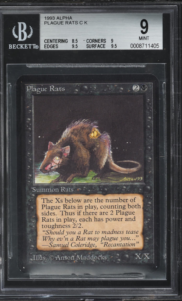 1993 Magic The Gathering MTG Alpha Plague Rats BGS 9 MINT