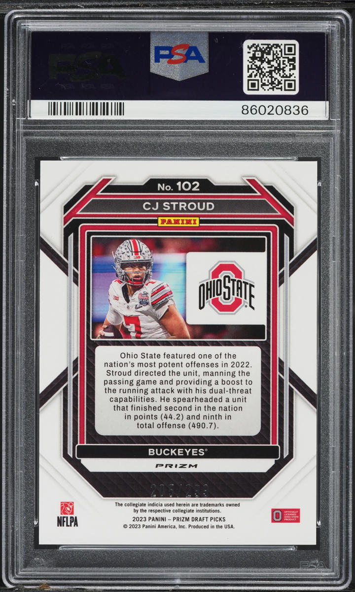 2023 Panini Prizm Draft Picks Red C.J. Stroud ROOKIE /299 #102 PSA 9 MINT