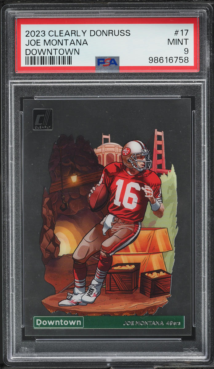 2023 Panini Clearly Donruss Downtown Joe Montana #17 PSA 9 MINT