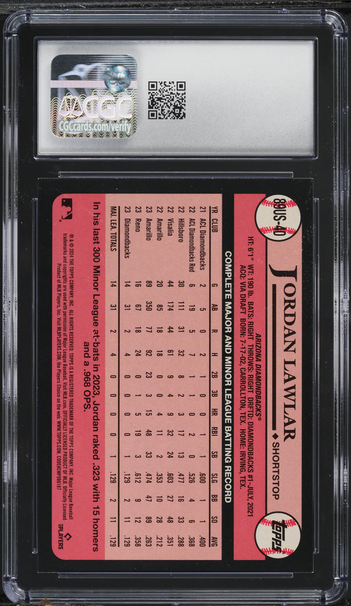 2024 Topps Update '89 Jordan Lawlar ROOKIE #89US-40 CGC 9 MINT