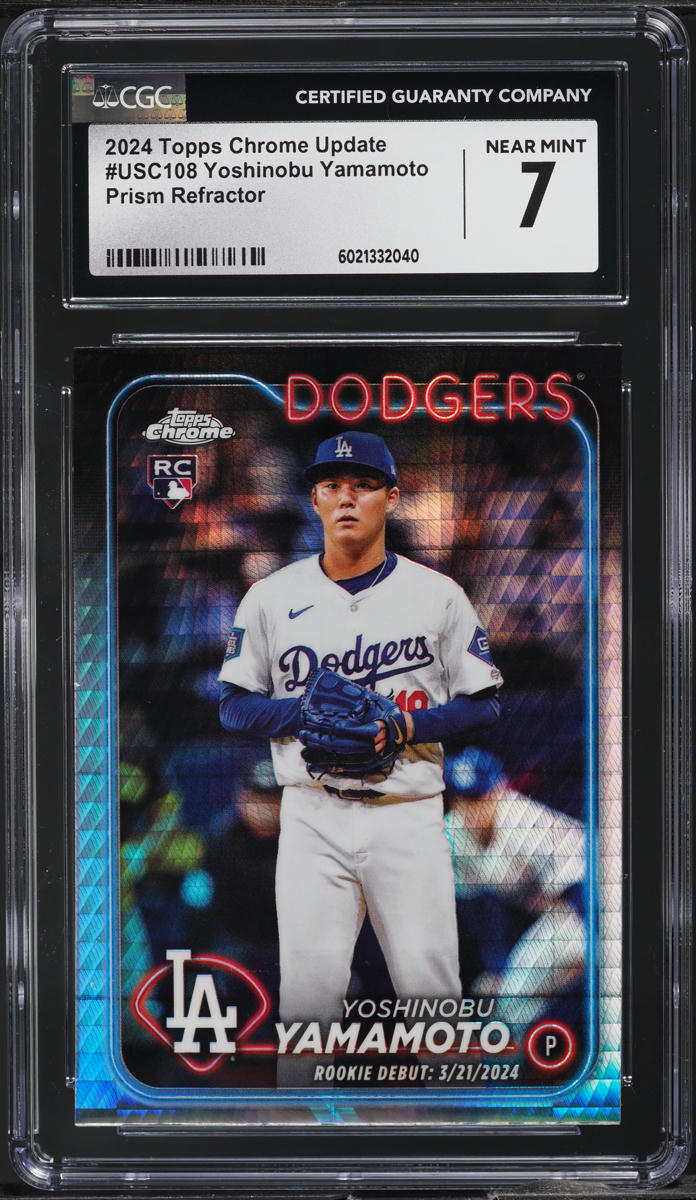2024 Topps Chrome Update Prism Refractor Yoshinobu Yamamoto ROOKIE #USC108 CGC 7