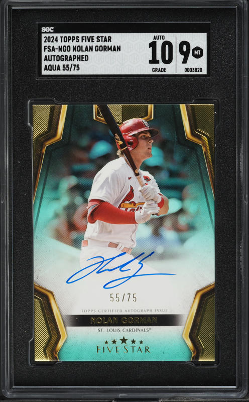 2024 Topps Five Star Aqua Nolan Gorman AUTO /75 #FSA-NGO SGC 9