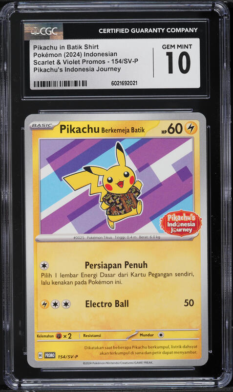 2024 Pokémon Pikachu/Batik Shirt #154 2024 Pokemon Indonesian SV Promo Pikachu In Batik Shirt #154 CGC