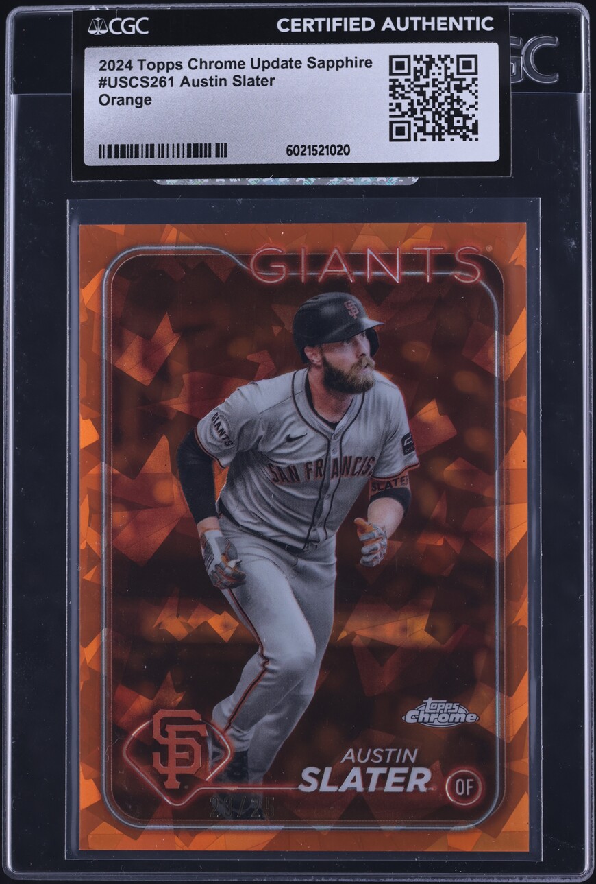 2024 Topps Chrome Update Sapphire Orange Austin Slater /25 #USCS261 CGC AUTH