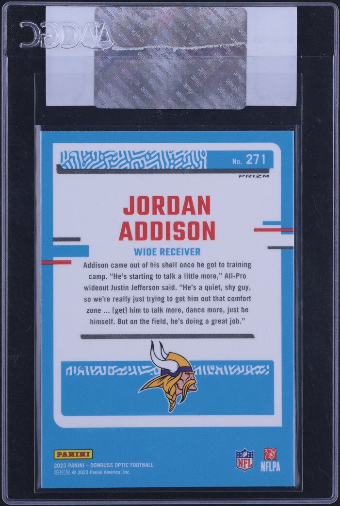2023 Donruss Optic Green Velocity Jordan Addison ROOKIE #271 CGC AUTH