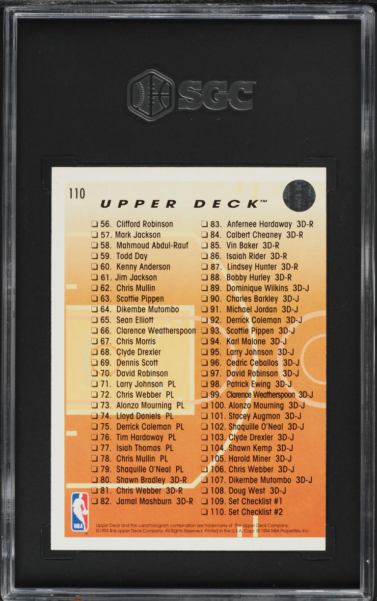 1993 Upper Deck Pro View Checklist Michael Jordan #110 SGC 9 MINT