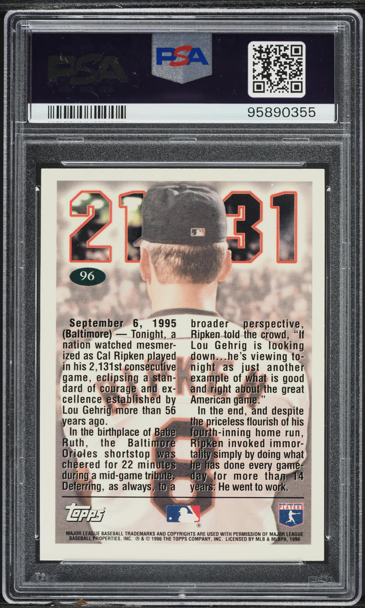 1996 Topps Tribute Card Cal Ripken Jr. #96 PSA 8 NM-MT