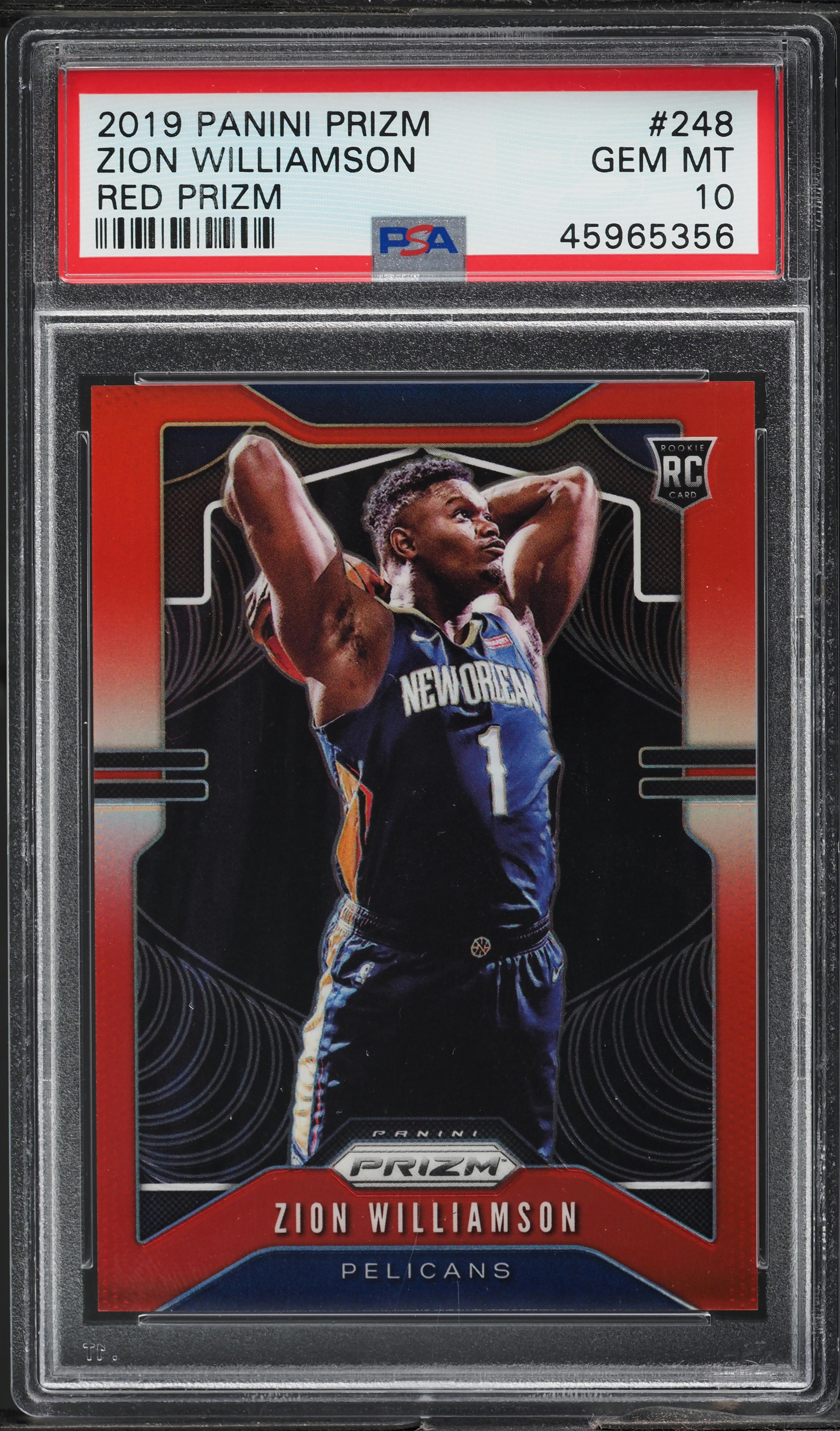 2019 Panini Prizm Red Zion Williamson ROOKIE /299 #248 PSA 10 GEM