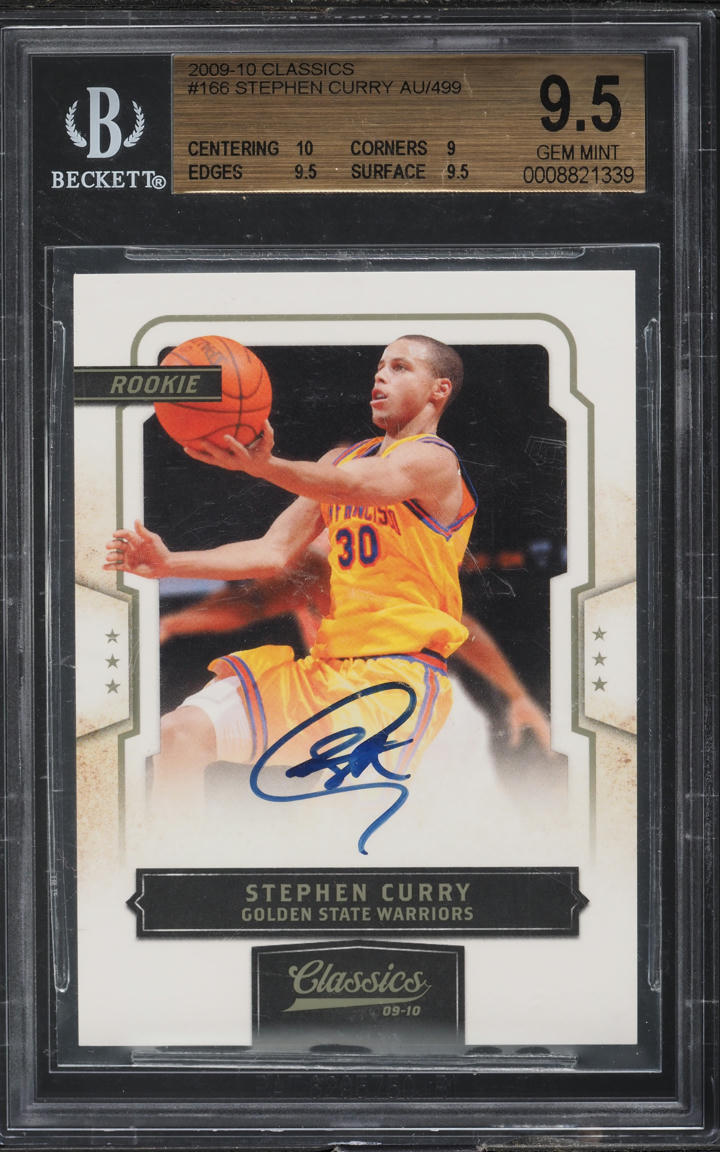 2009 Panini Classics Stephen Curry ROOKIE AUTO /499 #166 BGS 9.5 GEM MINT
