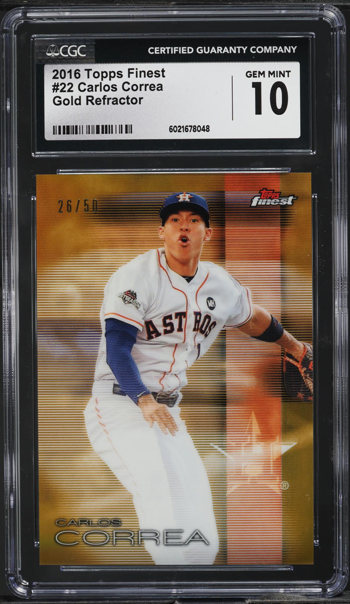 2016 Finest Gold Refractor Carlos Correa /25 #22 CGC 10 GEM MINT