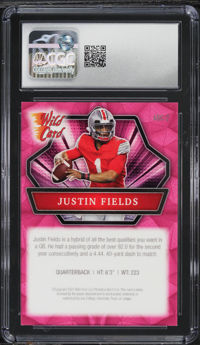 2021 Wild Card Alumination Pink Justin Fields ROOKIE #ABC-2 CGC 8 NM-MT