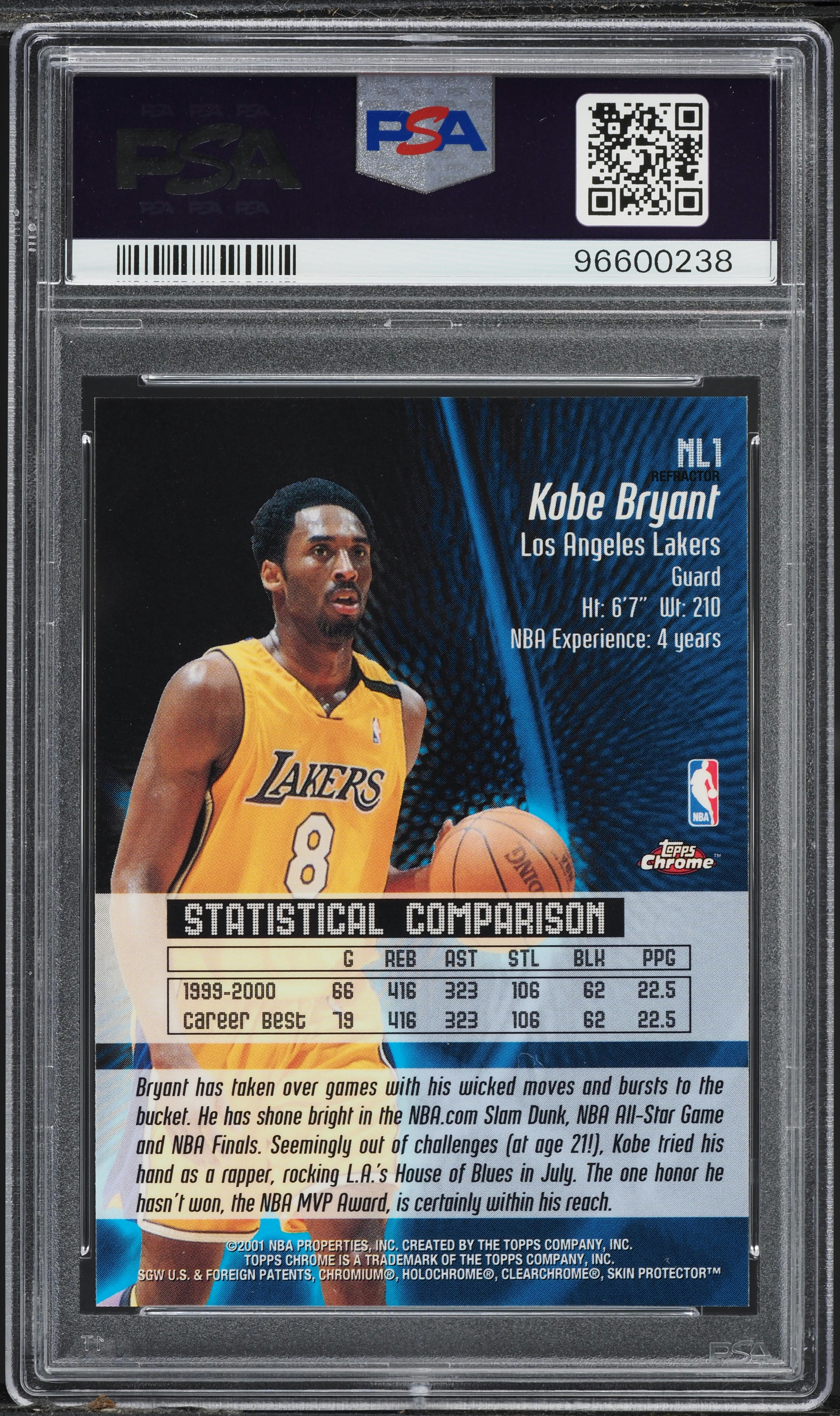 2000 Topps Chrome No Limit Refractor Kobe Bryant #NL1 PSA 9 MINT