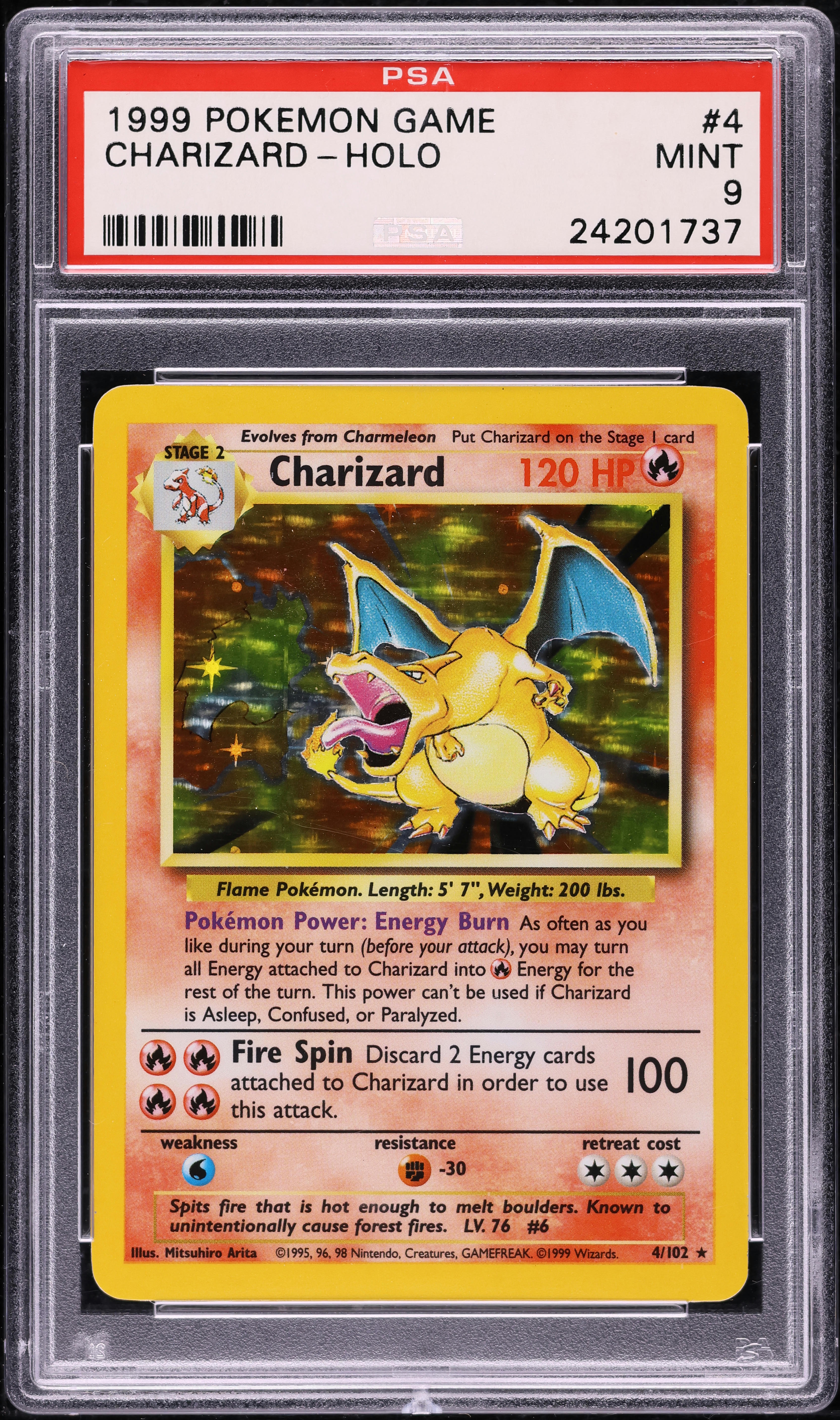 1999 Pokemon Base Set Holo Charizard #4 PSA 9 MINT on Fanatics Collect