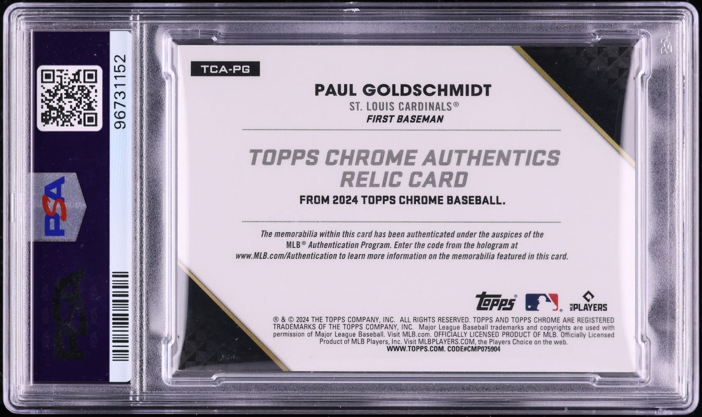 2024 Topps Chrome Authentics Superfractor Paul Goldschmidt PATCH 1/1 PSA AUTH