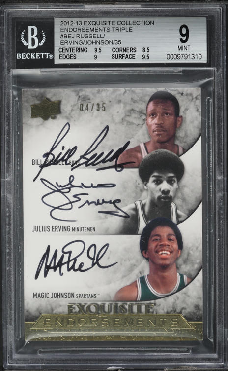 1996 Finest Reprint w/ Coating Larry Bird Julius Erving Magic