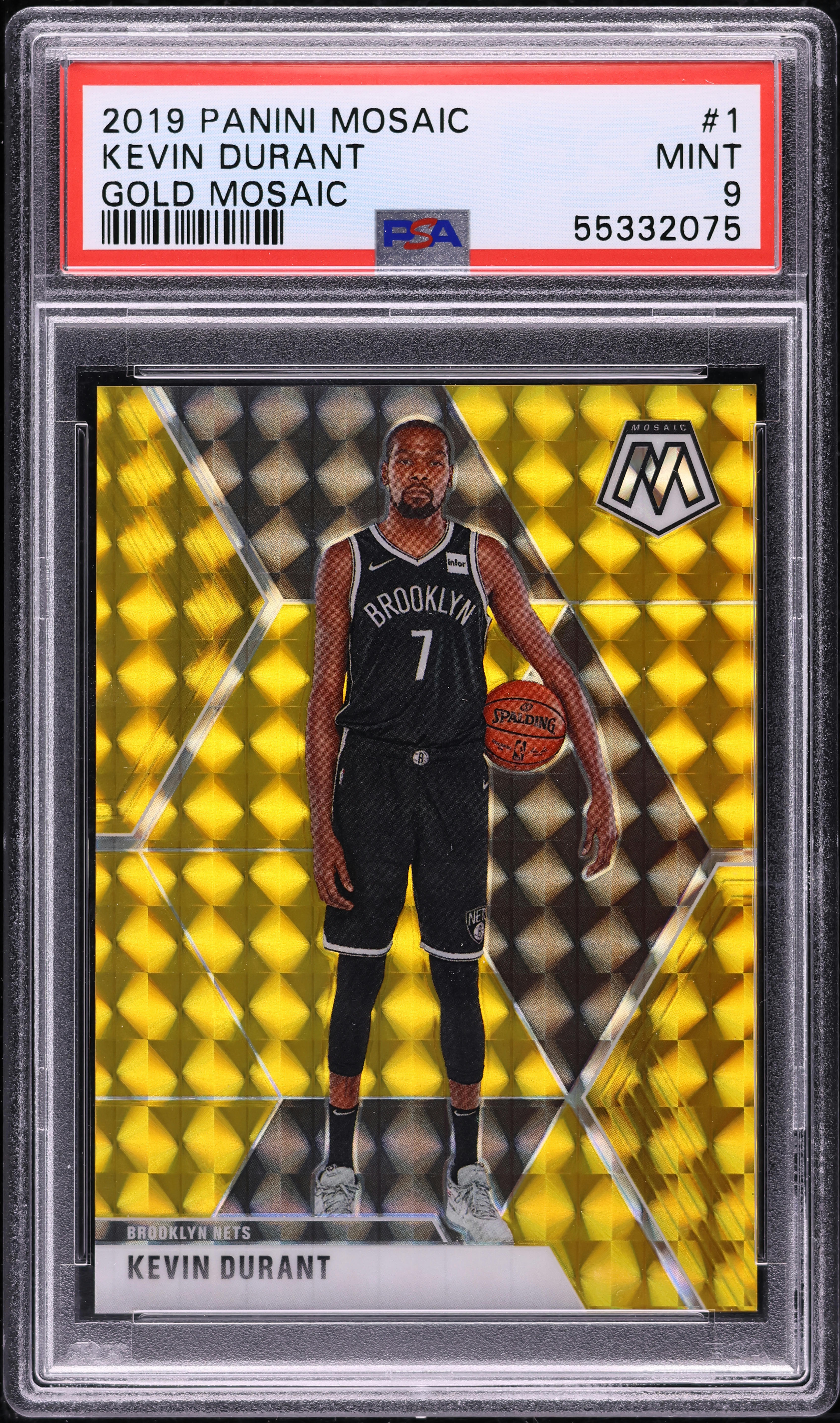 2019 Panini Mosaic Gold Kevin Durant 1/10 #1 PSA 9 MINT on
