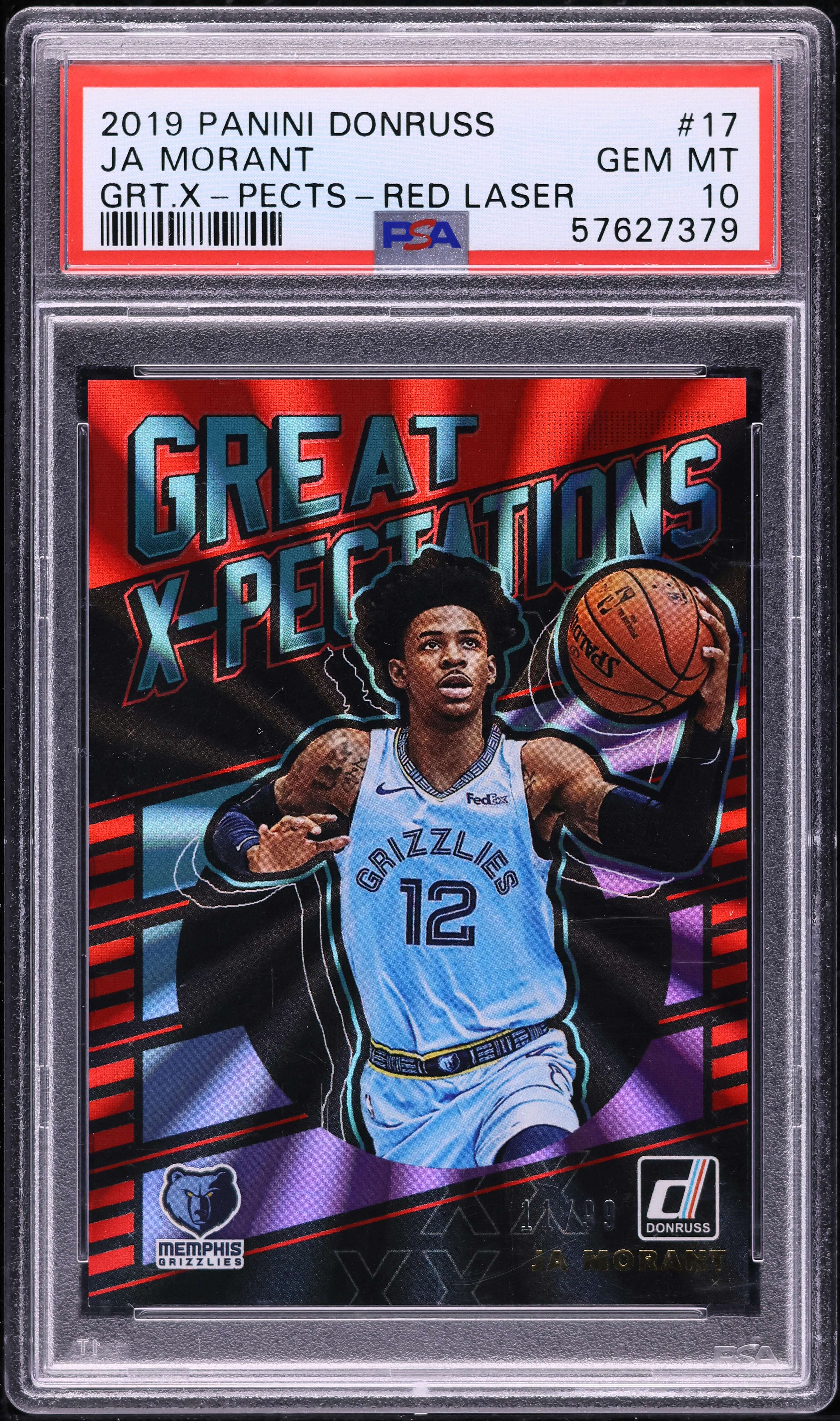 2019 Donruss Great X-Pectations Red Laser Ja Morant ROOKIE /99 #17