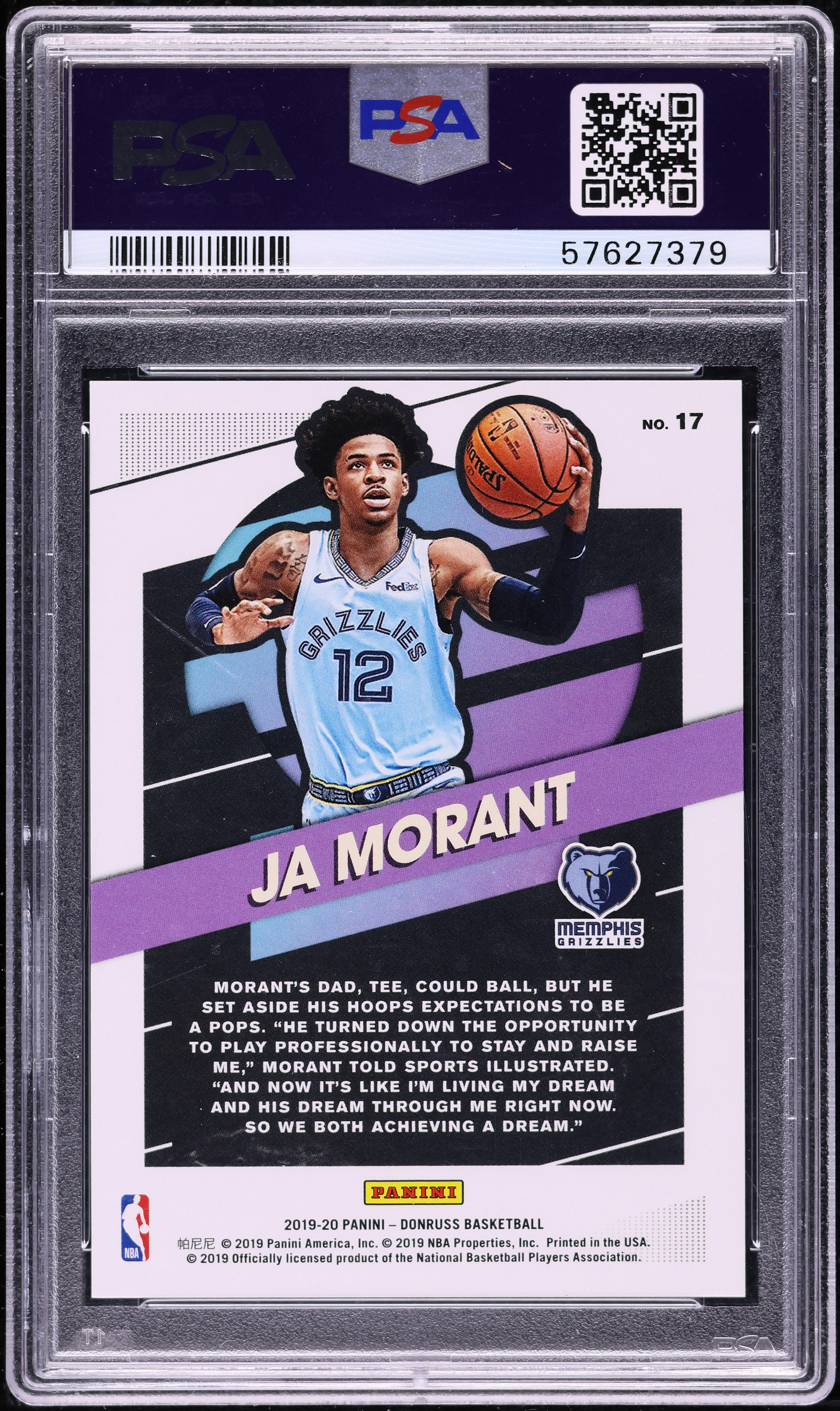 2019 Donruss Great X-Pectations Red Laser Ja Morant ROOKIE /99 #17