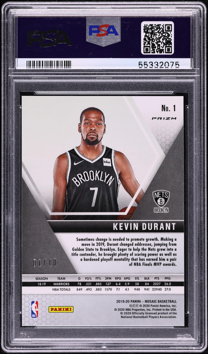 2019 Panini Mosaic Gold Kevin Durant 1/10 #1 PSA 9 MINT