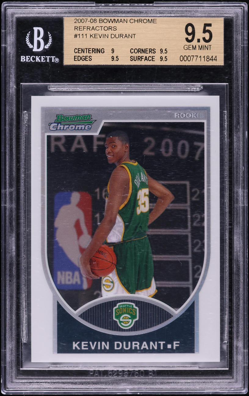 2007 Bowman Chrome Refractors Kevin Durant ROOKIE /299 #111 BGS 9.5 GEM MINT
