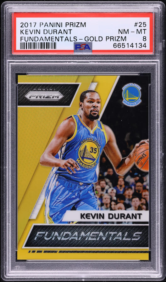2017 Panini Prizm Fundamentals Gold Kevin Durant /10 #25 PSA 8 NM