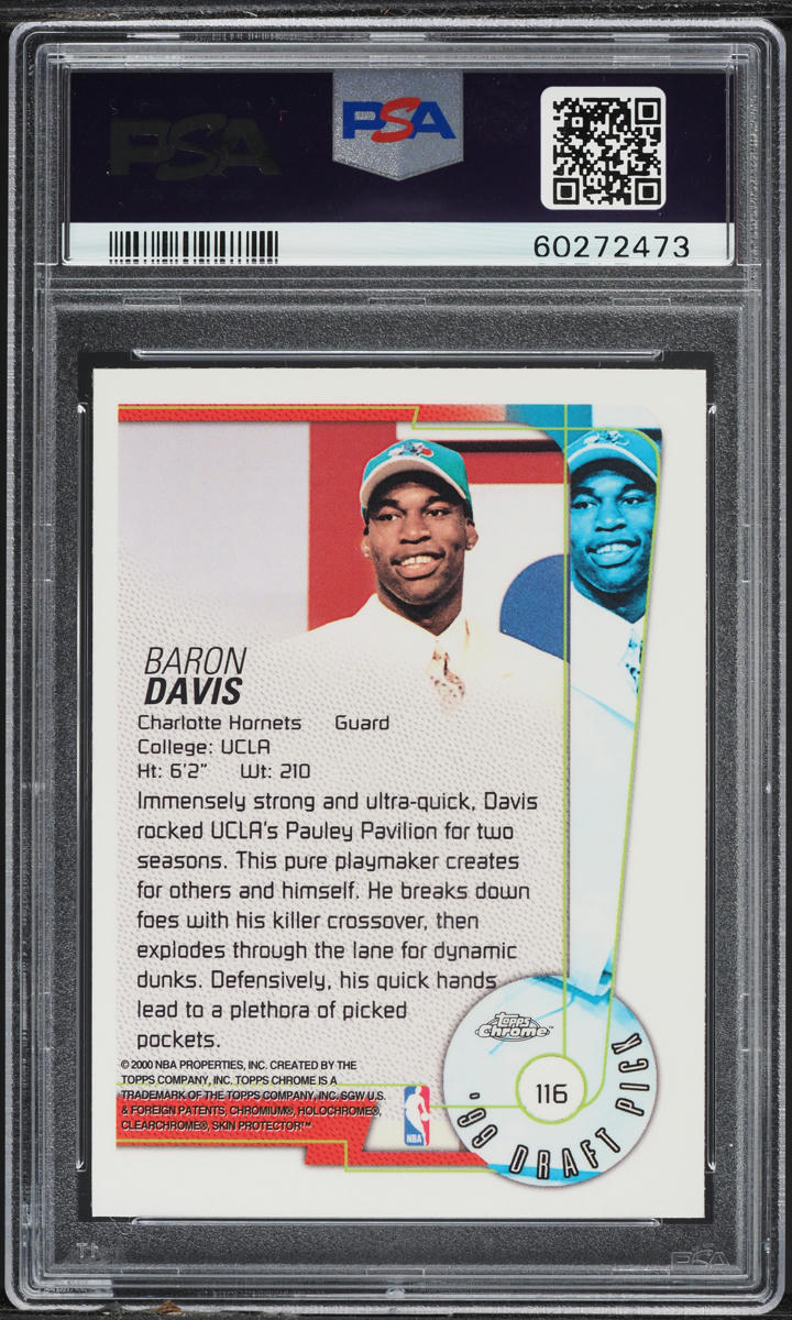 1999 Topps Chrome Baron Davis ROOKIE #116 PSA 8 NM-MT
