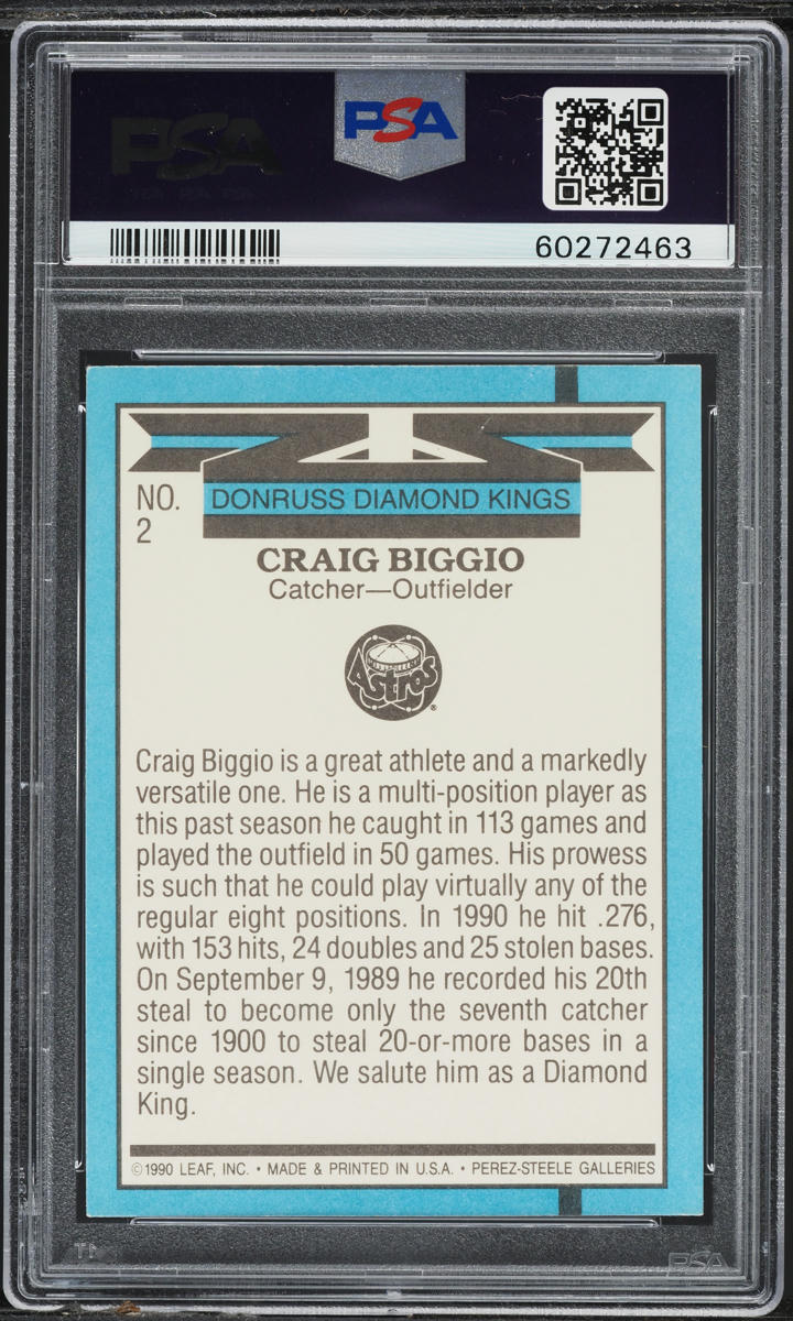 1991 Donruss Diamond Kings Craig Biggio #2 PSA 6 EXMT