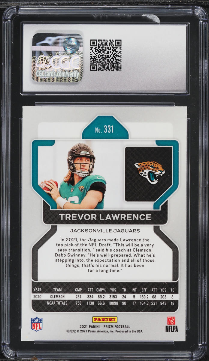 2021 Panini Prizm Trevor Lawrence ROOKIE #331 CGC 8 NM-MT