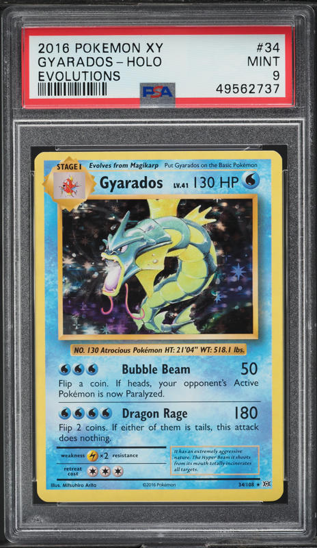 2016 Pokemon XY Evolutions Holo Gyarados #34 PSA 9 MINT