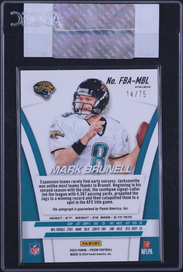 2024 Panini Prizm Flashback Green Scope Mark Brunell /75 AUTO #FBA-MBL CGC AUTH