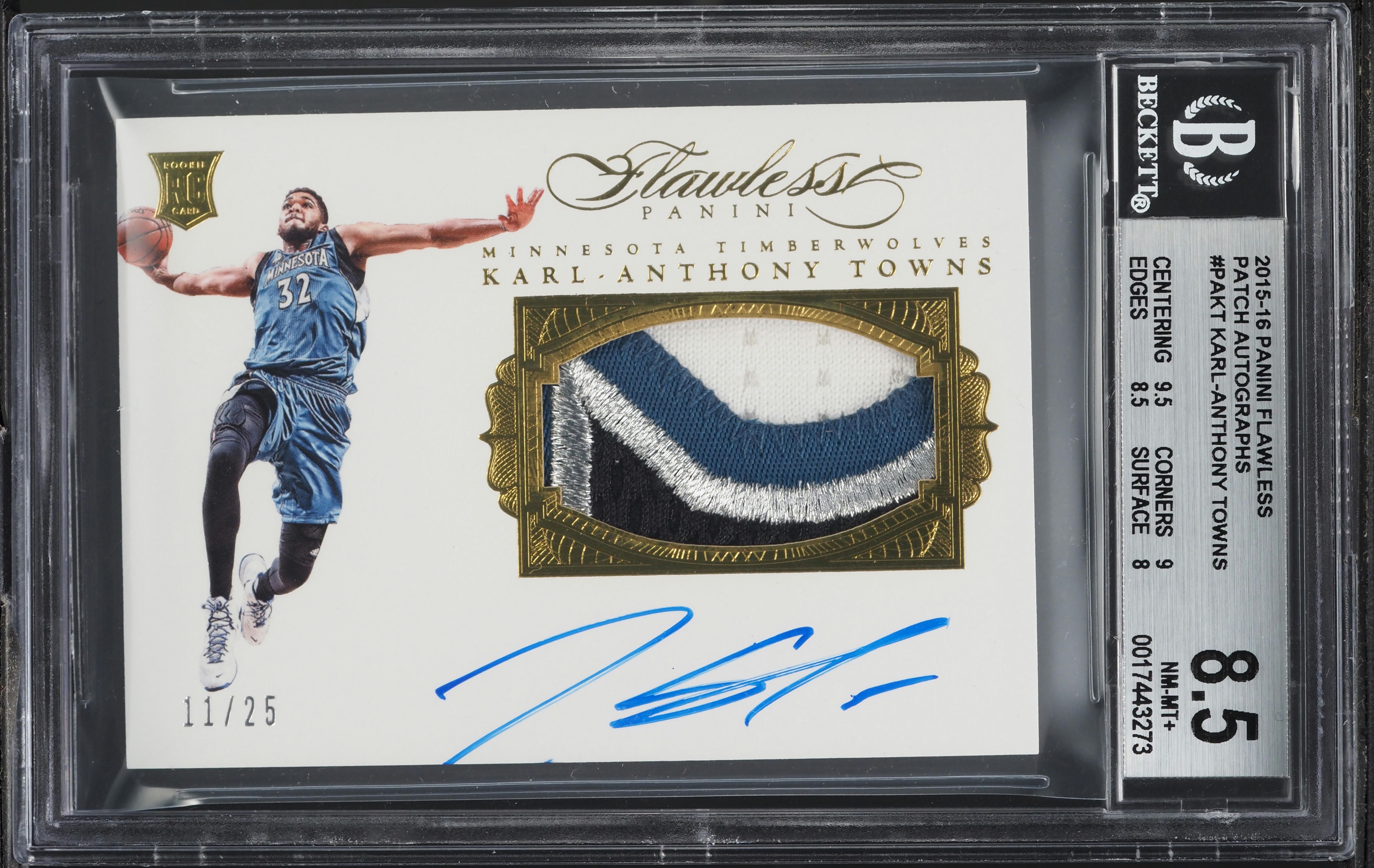 2015 Panini Flawless Karl-Anthony Towns ROOKIE PATCH AUTO /25 #PA