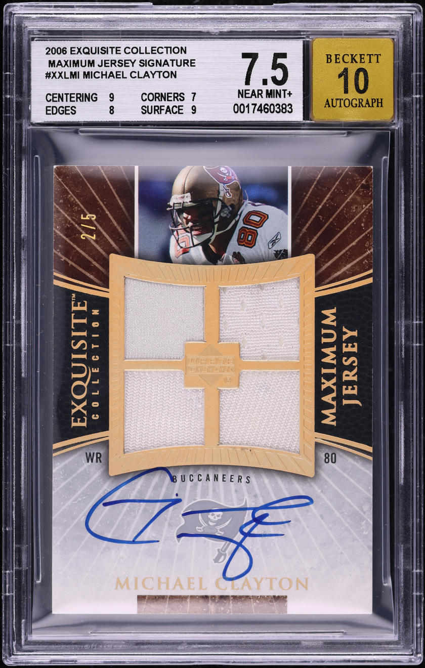 2006 Exquisite Collection Maximum Jersey Michael Clayton PATCH AUTO /5 BGS 7.5
