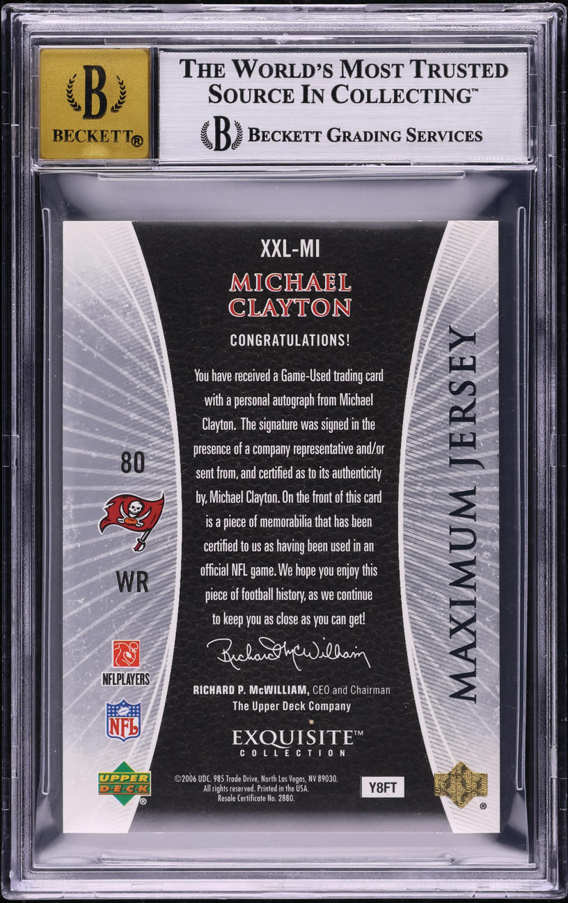 2006 Exquisite Collection Maximum Jersey Michael Clayton PATCH AUTO /5 BGS 7.5