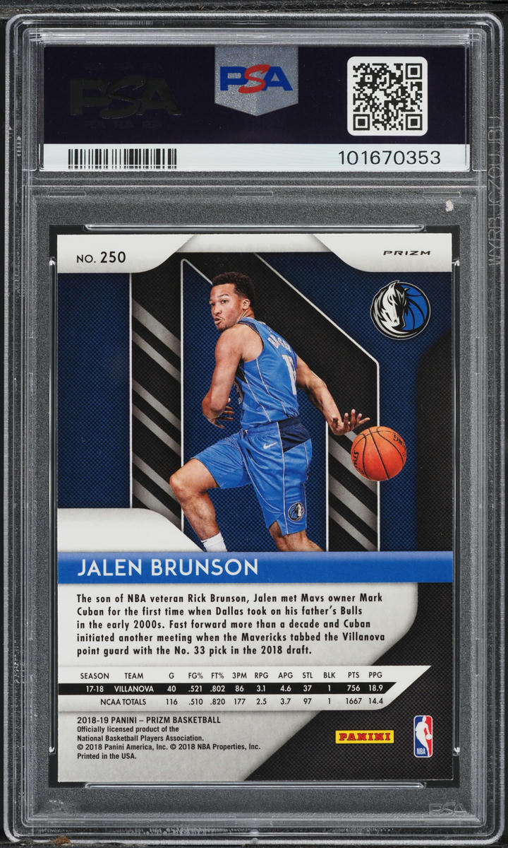 2018 Panini Prizm Silver Jalen Brunson ROOKIE #250 PSA 10 GEM MINT