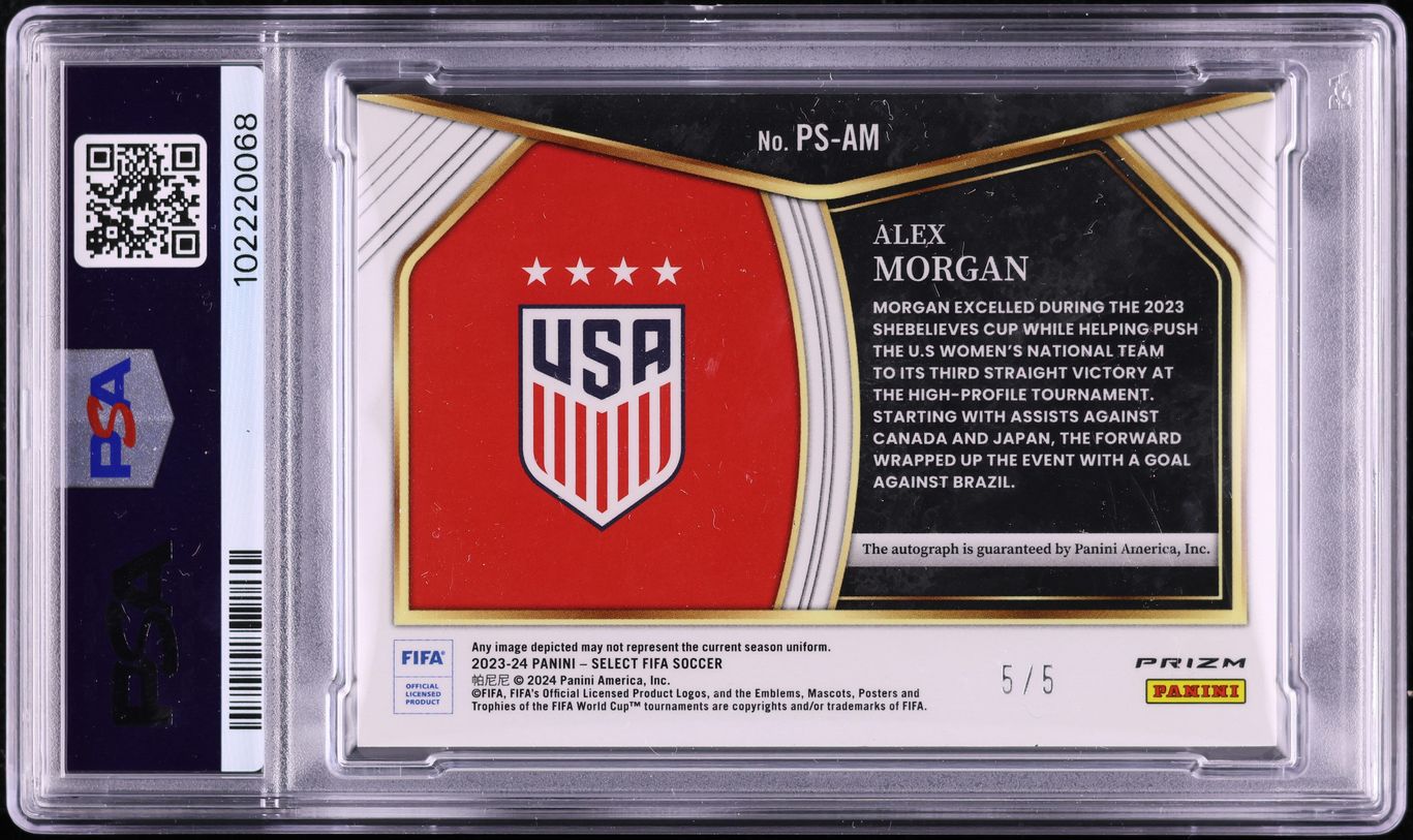 2023 Select FIFA Pitchside Purple Alex Morgan AUTO 5/5 #PSAM PSA 8