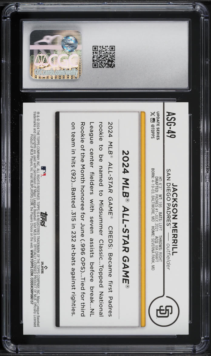 2024 Topps Update All-Star Game Jackson Merrill ROOKIE #ASG-49 CGC 7 NRMT
