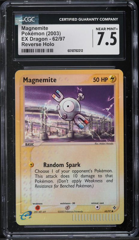 2003 Pokemon EX Dragon Reverse Holo Magnemite #62 CGC 7.5 NRMT+