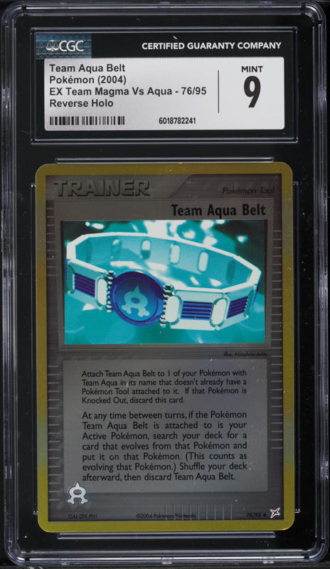 2004 Pokemon EX Team Magma Vs Aqua Reverse Holo Team Aqua Belt #76 CGC 9 MINT
