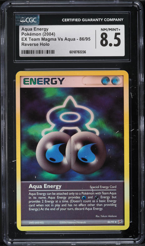 2004 Pokemon EX Team Magma Vs Aqua Reverse Holo Aqua Energy #86 CGC 8.5 NM-MT+