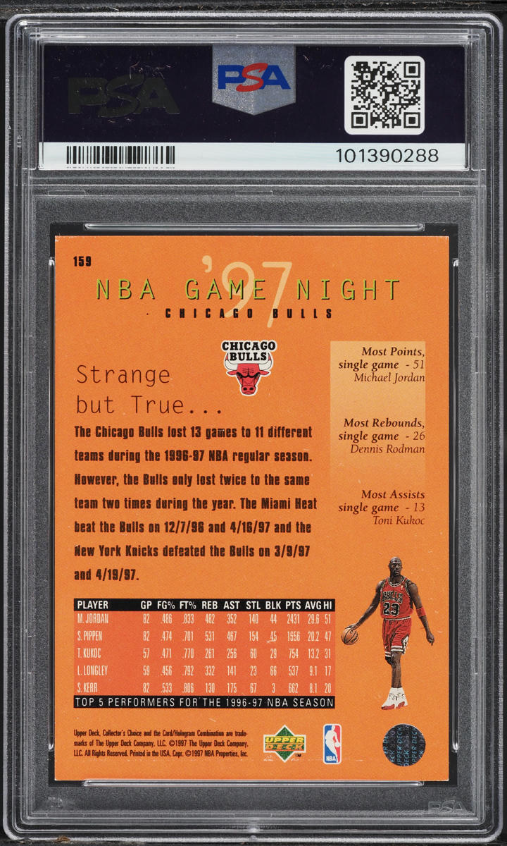 1997 Collector's Choice Chicago Bulls w/ Michael Jordan #159 PSA 5 EX
