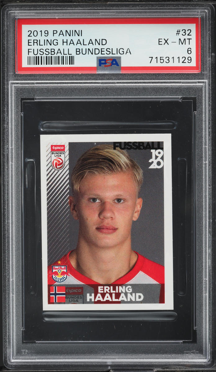 2019 Panini Fussball Bundesliga Sticker Erling Haaland ROOKIE #32 PSA 6 EXMT