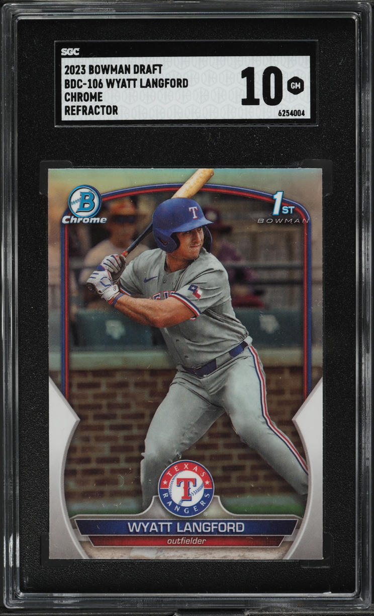 2023 Bowman Chrome Draft Refractor Wyatt Langford ROOKIE #BDC-106 SGC 10 GEM