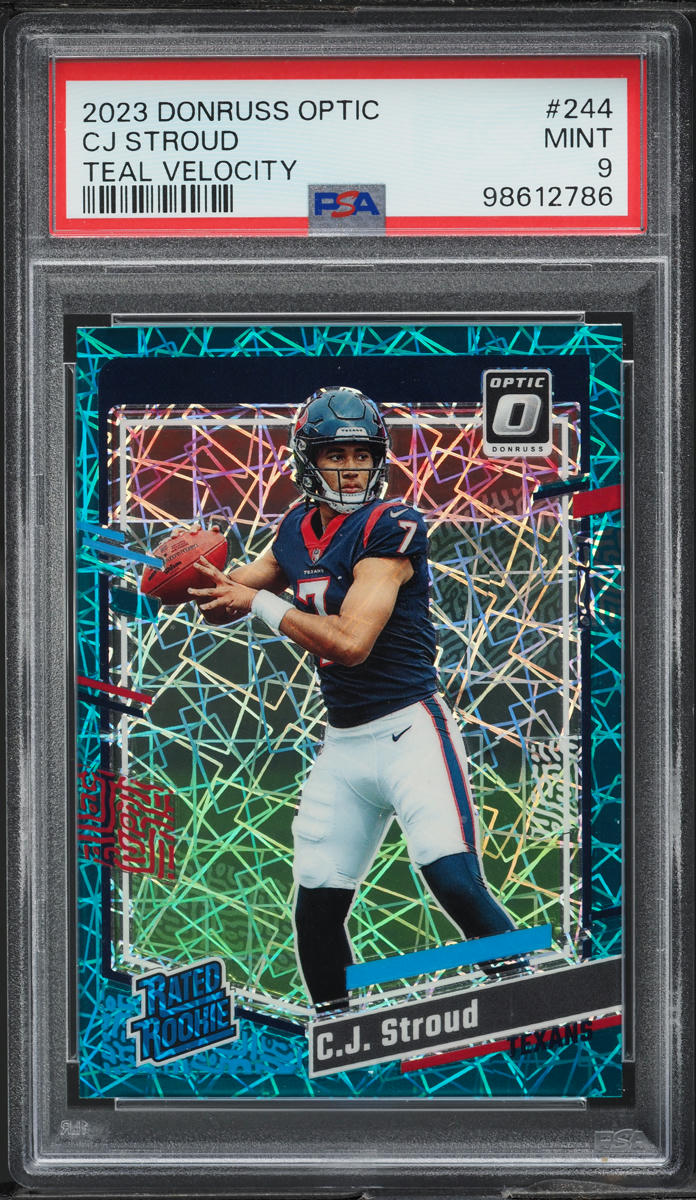 2023 Panini Donruss Optic Teal Velocity CJ Stroud ROOKIE #244 PSA 9 MINT